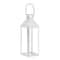 15" Sleek White Metal Manhattan Candle Lantern with Handle